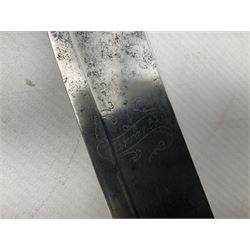 British pattern 1796 Light Cavalry Officer's sword, the 83.5cm curving steel blade marked 'W. Parker London' and 'Warranted' verso, brass stirrup hilt with half-round langets, knucklebow and backstrap with ribbed ivory grip; in brass mounted leather covered scabbard with two suspension rings L97cm overall. This item has been registered for sale under Section 10 of the APHA Ivory Act 