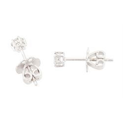Pair of 18ct white gold diamond earrings, each stud six claw set with a round brilliant cut diamond, total diamond weight approx 0.30 carat