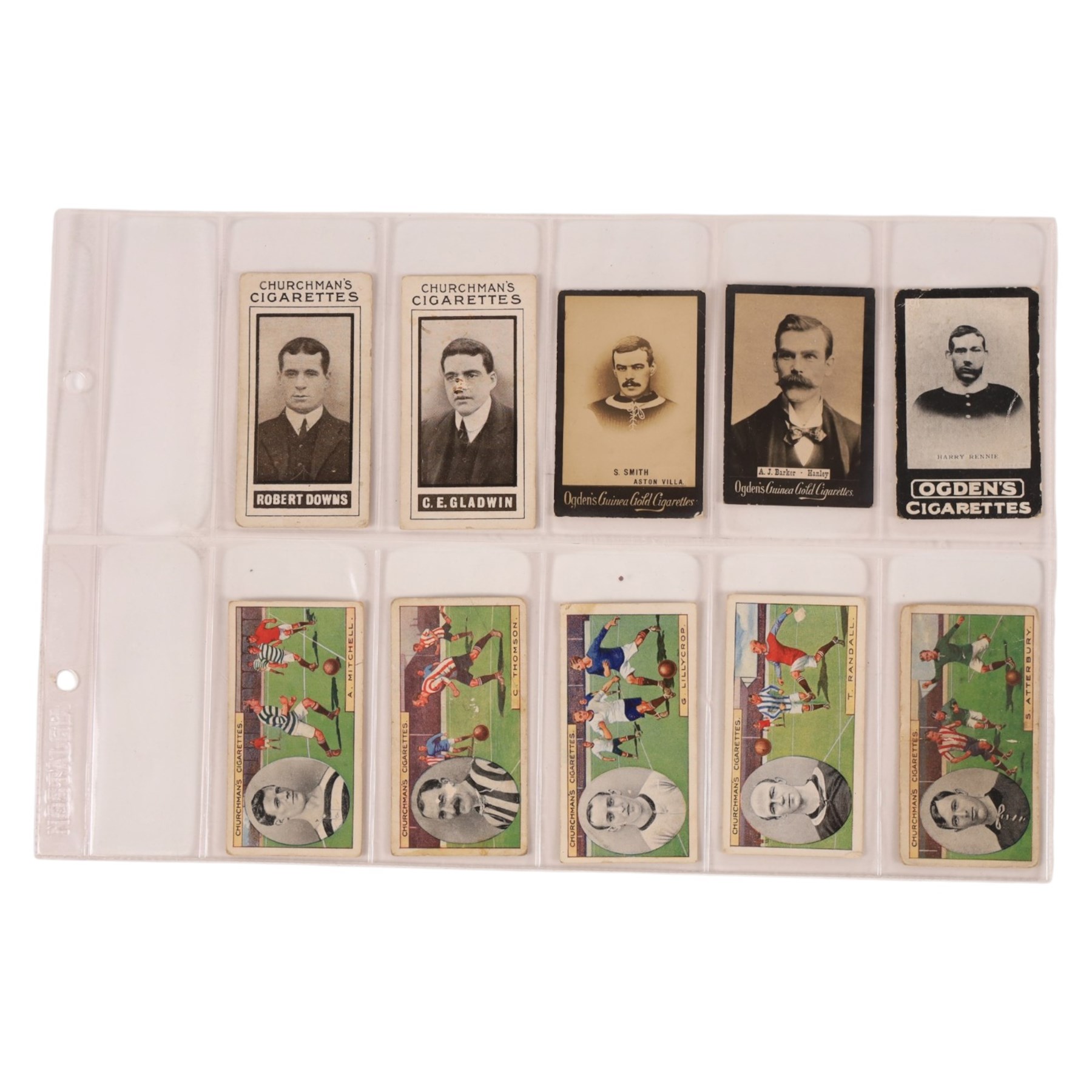 Forty Churchman's and Ogden's football cigarette cards, including twenty-two Association Footballers' and seven 'Football Club Colours' examples
