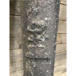 19th century cast iron water pump, lion crest with registration mark