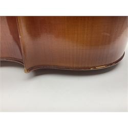 German half-size cello with 69cm two-piece maple back and ribs and spruce top; L112.5cm overall; in soft carrying case with two bows