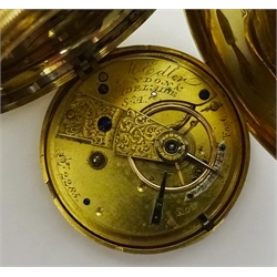  18ct gold hunter pocket watch by M Edler London & Adelaide no 2285 London 1852  