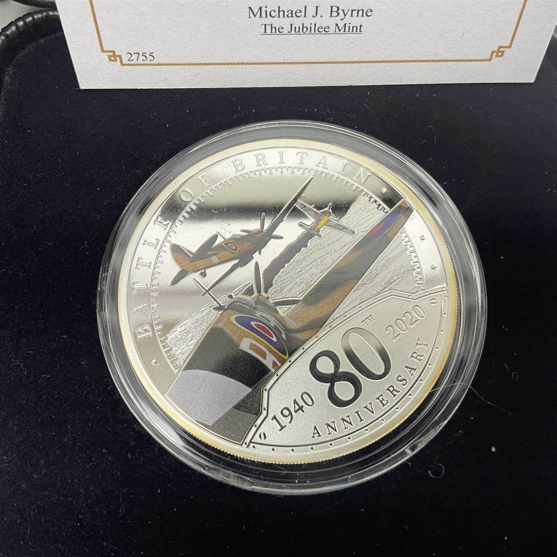Six Queen Elizabeth II silver proof coins, comprising Government of Niue 2018 ‘The Flanders Remembrance Poppy’ two dollars, Solomon Islands 2020 ‘80th Anniversary of the Battle of Britain’ five dollars, Alderney 2019 ‘The 75th Anniversary of D-Day’ five pound, Alderney 2019 ‘Remembrance Day’ five pound, Bailiwick of Jersey ‘Prince Philip 70 Years of Service’ five pound, Pobjoy Mint Gibraltar 2020 ‘Penny Black’ fifty pence coin, with further Pobjoy Mint Gibraltar 2020 proof sterling silver piedfort ‘Penny Black’ fifty pence coin, all boxed with certificates
