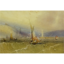  William Roxby Beverley (British 1811-1889): Shipping off Whitby, watercolour with scratching out unsigned 28cm x 42cm  
