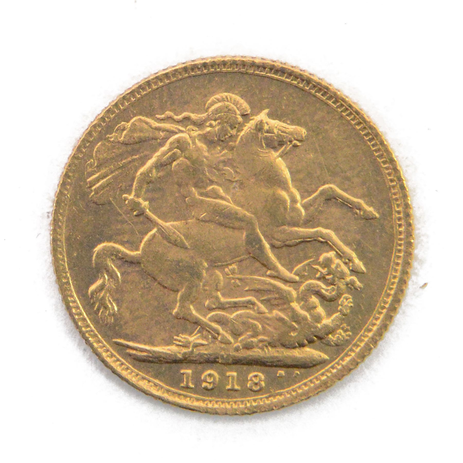 King George V 1918 gold full sovereign coin, Melbourne mint