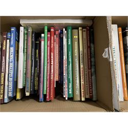 Large collection of steam locomotive and railway reference books, including books on LNER, LMS, Great Western and Great Northern railways, in eight boxes 