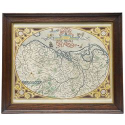 Abraham Ortelius (Belgian 1527-1598): 'Descriptio Germaniae Inferioris', 16th century engraved map with hand-colouring of the Low Countries pub, Theatrum Orbis Terrarum c.1580, good early impression with margins 41cm x 51cm