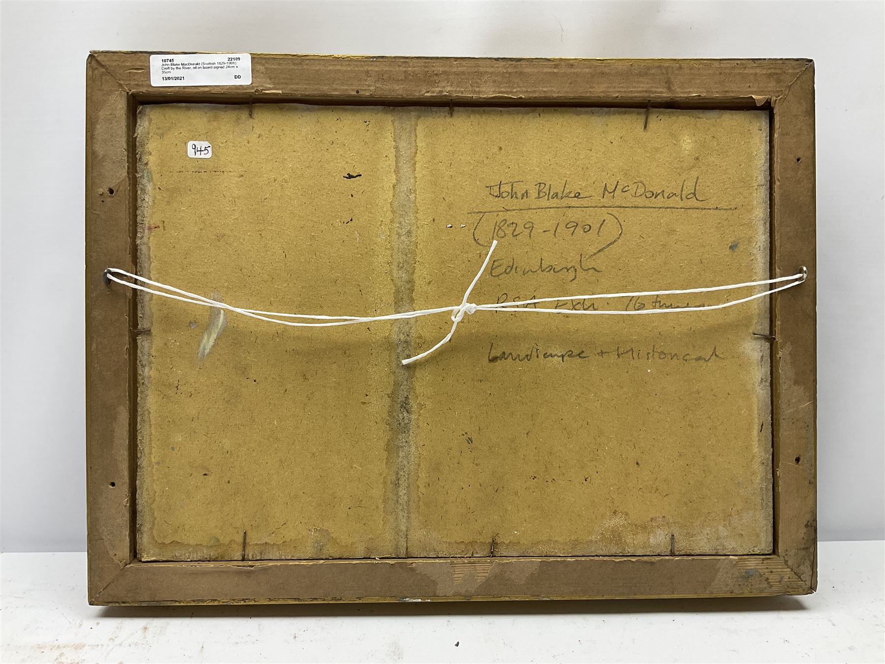 John Blake MacDonald (Scottish 1829-1901): Croft by the River, oil on board signed 24cm x 35cm