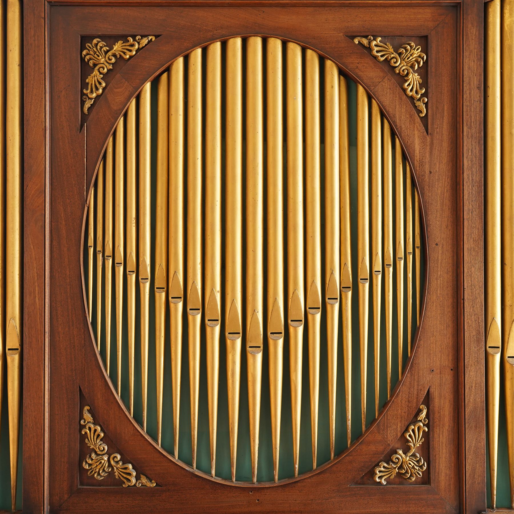 Late 18th century Chamber Organ by Thomas Elliot of London 1790.
Single manual organ, four octave keyboard with 54 keys C-f3, A=448, with Ivory naturals and ebonized sharps, makers’ name engraved on an ivory cartouche, detachable key cover, and music desk (in need of attention). With four speaking stops. Stopped Diapason, Open diapason, Principal and Fifteenth. Crank/pedal operated single rise bellows also provided with an electric blower. Original case with display pipes and candle sconces (one damaged). All pipework present: however there are some damaged pipes, cyphers, and several pipes require re-location in the soundboard, the instrument plays, but some parts of the action and blower will require attention/repair and adjustment.

Given the intricate nature of these historic instruments, specialist support will be available if required – including a professional organ builder prepared to undertake full dismantling and reassembly – to assist successful buyers with safe removal and onward handling. Price upon application.


This item has been registered for sale under section 10 of the APHA Ivory Act Reference EH8B3YPL