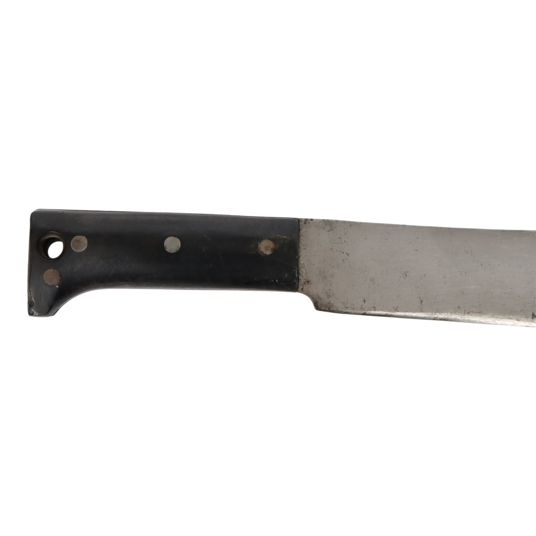 WWII US military machete dated 1944, Legitamas Collins & Co, model no.1250, with original leather sheath, overall L58cm