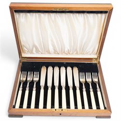 Embossed silver photograph frame, plated frame, set of six plated fish knives and forks etc