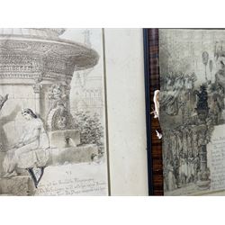 Frederik Vilhelm Scholander (Sweedish 1816-1881): 'The Pilgrimage of Truth', set of ten pen ink and monochrome wash original illustrated book plates signed and dated 1872, 36cm x 25cm (10 one lacking frame)