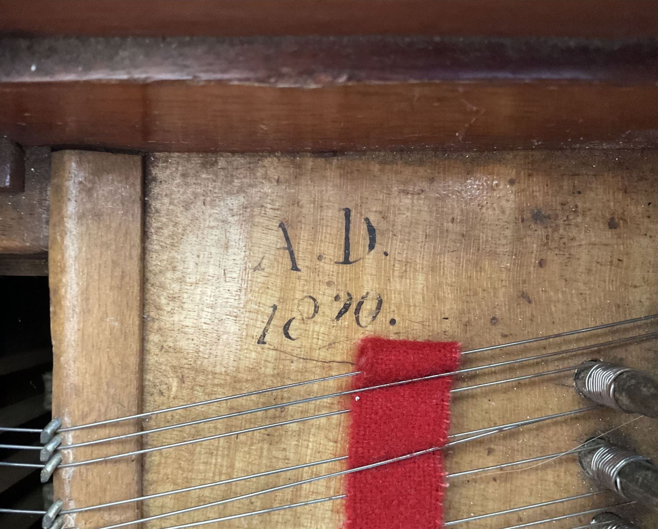 Early 19th century Grand Piano by John Broadwood & Son, London serial No 7695, 1820.
Early straight strung Regency Grand Piano, part re-furbished and re-strung, soundboard with some small cracks, bridges good, action and damping responsive but requirering adjustment in places, English grand action with a six octave keyboard, with 73 keys C1-C7, with Ivory naturals and ebony sharps, Lyre with sustain and una-chorda pedals, satinwood case with ebony inlay and crossbanding, adjustable open lattice music desk, raised on four turned legs with castors. In 1818 two years before this piano was manufactured, a similar piano of this design was presented to Beethoven by Thomas Broadwood.

 You can find and listen to examples of Alan Cuckston playing this particular Broadwood Grand in the links below:

Piano Sonata in F Sharp Minor Op.49 - 'Sonate Mélancolique' by Ignaz Moscheles
Piano Sonata in E Flat Major Op.1 No.1 by John Field


Given the intricate nature of these historic instruments, specialist support will be available if required, to assist successful buyers with safe removal and onward handling. Price upon application.


This item has been registered for sale under section 10 of the APHA Ivory Act Reference LD2EPXNB