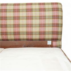 And So To Bed - Bonaparte Emperor 7' upholstered and classic Victorian design wood framed, upholstered in chequered pattern fabric with scroll-shaped headboard and footboard, upholstered side rails, with a faux suede divan together with a fitted Vispring Kingsbridge mattress, supported on cabriole legs 