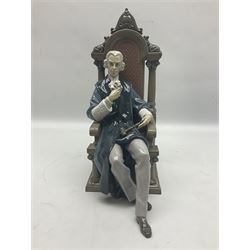 Lladro figure, Justice, modelled as a judge sat in a char, sculpted by Salvador Furió, with original box, no 5489, year issued 1988, year retired 1993, H34cm 