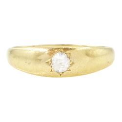 Victorian diamond ring, gypsy set with an old cut diamond of approx 0.20 carat, Birmingham 1898