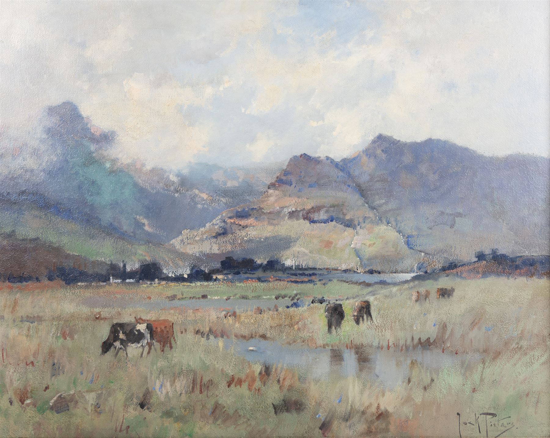 Jacobus (Jack) Pieters (Dutch 1886-1977): View Towards the Mountains, oil on canvas board signed 58cm x 74cm 