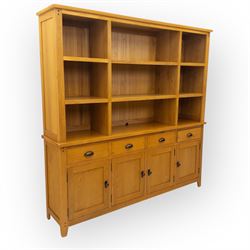 Cotswold & Co - modern light oak dresser, the upper section with open shelving and divided...