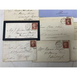 Postal history, including pre stamp letters, Queen Victoria penny reds on covers, mourning covers etc (30)