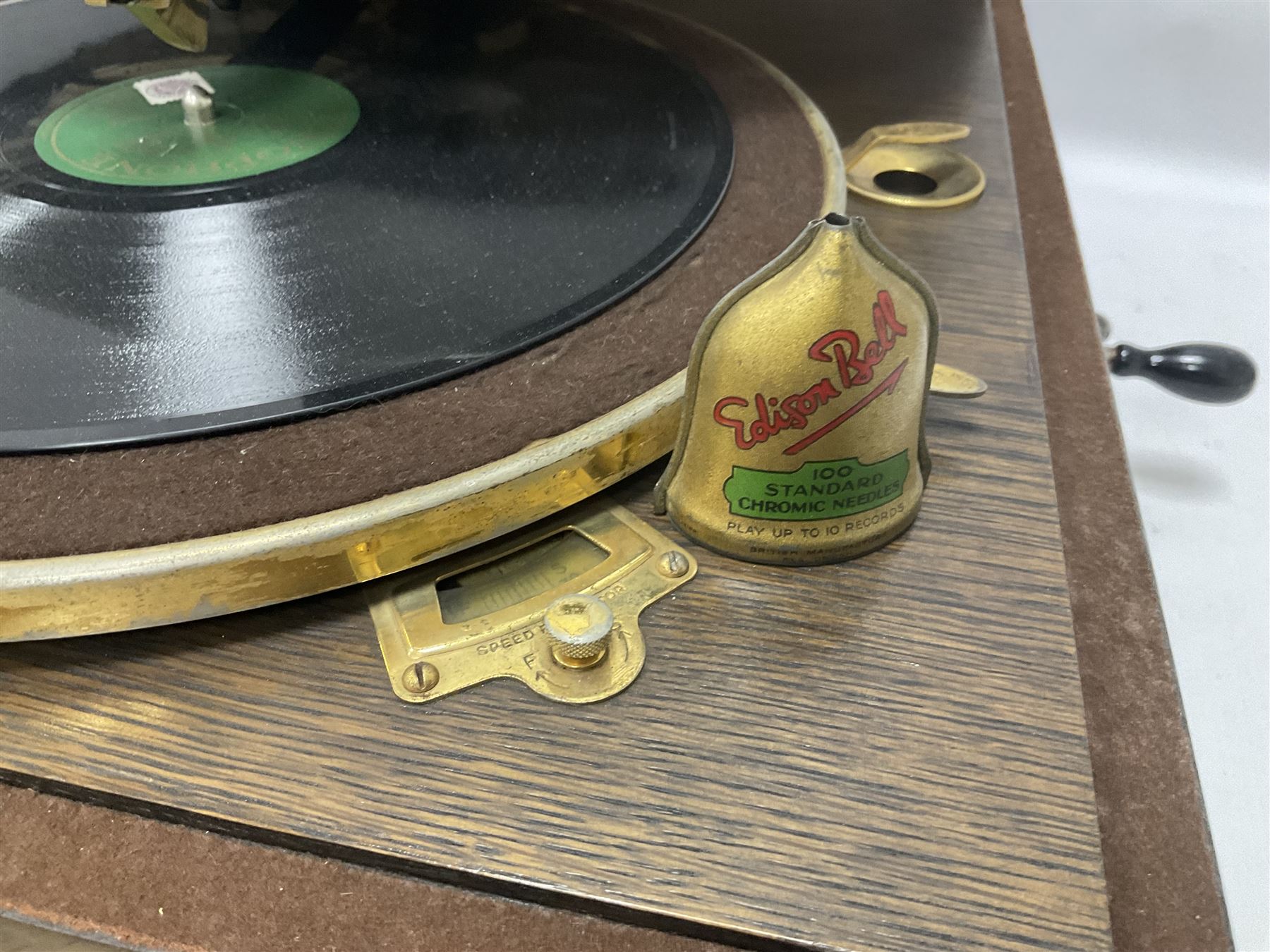 His Master's Voice Lumiere Gramophone, model no. 460 c1925, oak cased table top model with 12