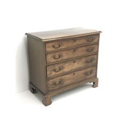 Georgian mahogany chest, four graduating drawers, ogee supports