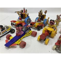 Corgi - ten unboxed and playworn TV/Film related die-cast models including three Popeye Paddle Wagons; Dick Dastardly; Magic Roundabout; Muppets; Batman Penguinmobile; and Basil Brush (10)