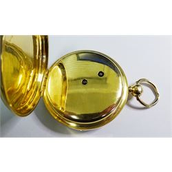 18ct gold open face English lever fusee 'up & down' pocket watch by Robert McInnes, Glasgow, No. 18571, table roller lever escapement, engraved balance cock with diamond endstone, white enamel dial with Roman numerals and subsidiary seconds dial, case by William John Hammon II, London 1877 