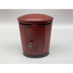 Collection of tin plate money boxes in the form of Royal Mail post boxes, to include four Chad Valley examples, one with key and others similar,  marked VR, GR and ER (10)