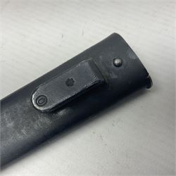 Austrian Model 1895 Carbine knife bayonet with 24.5cm fullered steel blade; various marks to the ricasso including F.G. GY.; cross-piece marked No.7843; in steel scabbard L37cm overall