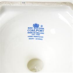 Two Coalport Romeo and Juliet vases, painted by Mary Dennis, blue printed marks to base, H24cm (2)