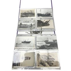 Edwardian and later postcards mostly relating to ships and the sea, housed in a ring binder album, approximately 140