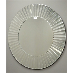  Art Deco style circular mirror with stepped frame, D76cm   