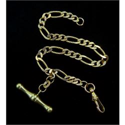 9ct gold link bracelet with T bar charm hallmarked, approx 7.1gm