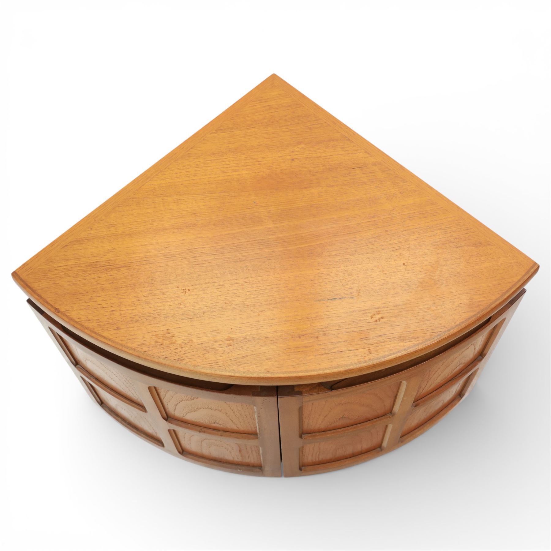 Nathan - 'Squares' pair of small corner cabinets, with square panelled cabinet doors