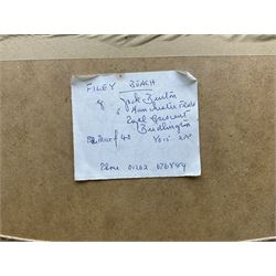 Jack Burton (Bridlington 1909-2004): 'Filey Beach', watercolour signed, titled verso 23cm x 33cm; Michael Major (British 20th Century): Scarborough Lighthouse, watercolour signed 22cm x 35cm (2)