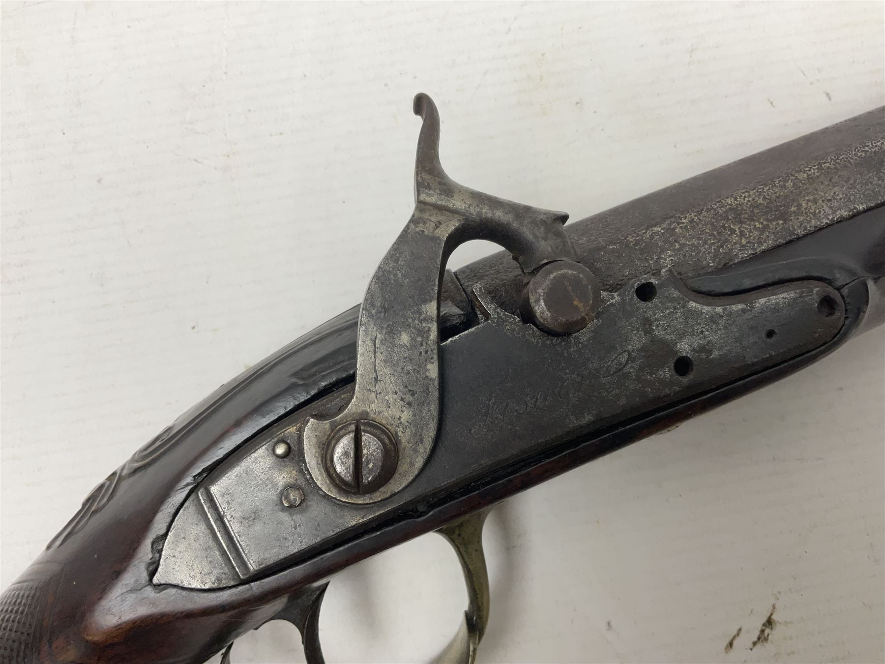 Early 19th century 20-bore flintlock converted to percussion fowling piece by Fisher, the 96.5cm(38