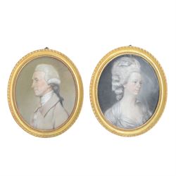 English School (Late 18th century): 
Henry Chichester (1724–1799) of Northcote, Devon, and Northover, Somerset and his second wife, Elizabeth Elizabeth Chichester (née Prideaux, 1732–1794), daughter of Sir John Prideaux, 6th Baronet,
Pair of pastel portraits 
Oval
Gilt framed
Named verso
30.5cm x 25cm

The Chichesters were an established Devonshire family whose ancestral seat at Northcote, near East Down formed the foundation for their prominence in North Devon. Through inheritance, Henry Chichester also acquired the Northover estate in Somerset, following the extinction of the Hody male line, whilst also retaining his Northcote property. Henry and Elizabeth’s marriage united two distinguished local families, the Chichesters and the Prideauxs of Netherton. Over the centuries, the Chichesters amassed a notable collection of art, furnishings, and manuscripts, reflecting their cultural interests and status. Their descendants later inherited and established the Arlington Court estate, which remained the family seat for over 300 years until it was entrusted to the National Trust in the 20th century.

Provenance: By family descent from the Chichesters of Arlington Court, Devon; from the collection of Andrew Chichester Everitt.