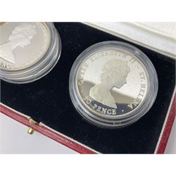 Queen Elizabeth II St. Helena and Ascension Island 1984 silver proof piedfort fifty pence two coin set, commemorating the Royal Visit, cased with certificate