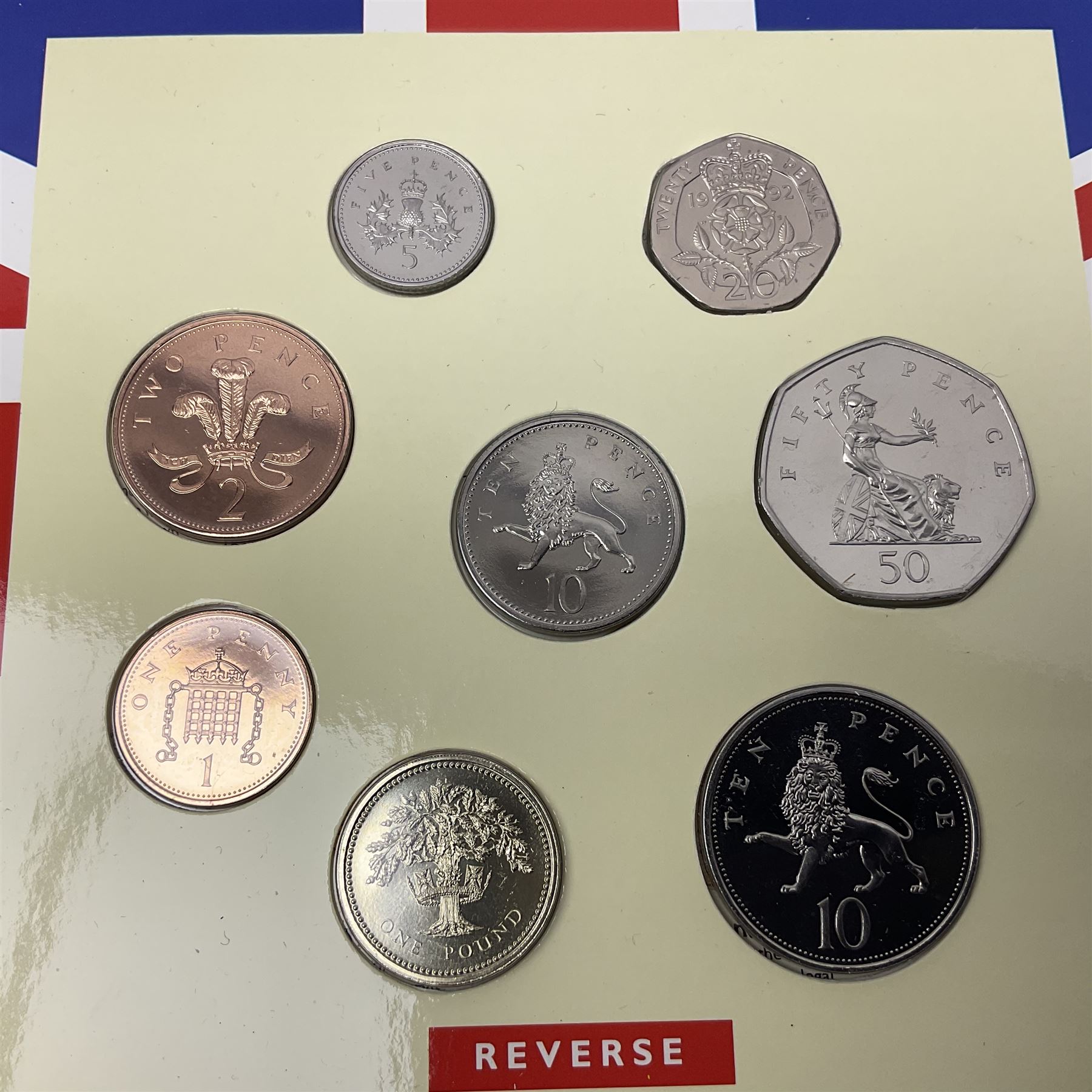 The Royal Mint United Kingdom 1992 and 1993 brilliant uncirculated coin collections, both including dual dated 1992/1993 EEC fifty pence coin, in card folders
