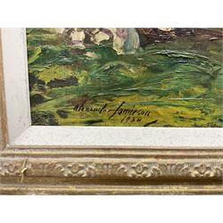 Alexander Jamieson (Scottish 1873-1937): A Summer Farmyard, oil on panel signed and dated 1920, 50cm x 40cm