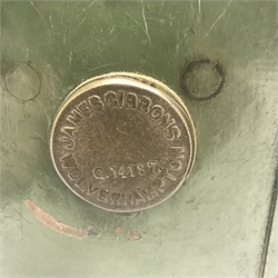 James Gibbons cast iron safe, single door, green painted finish, W48cm, H52cm, D32cm