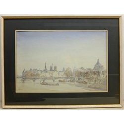 Francis Russell Flint (British 1915-1977): Boats on the Seine, watercolour signed 35cm x 53cm