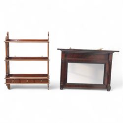 Two mahogany wall hanging items, comprising a French mahogany overmantel mirror with reede...