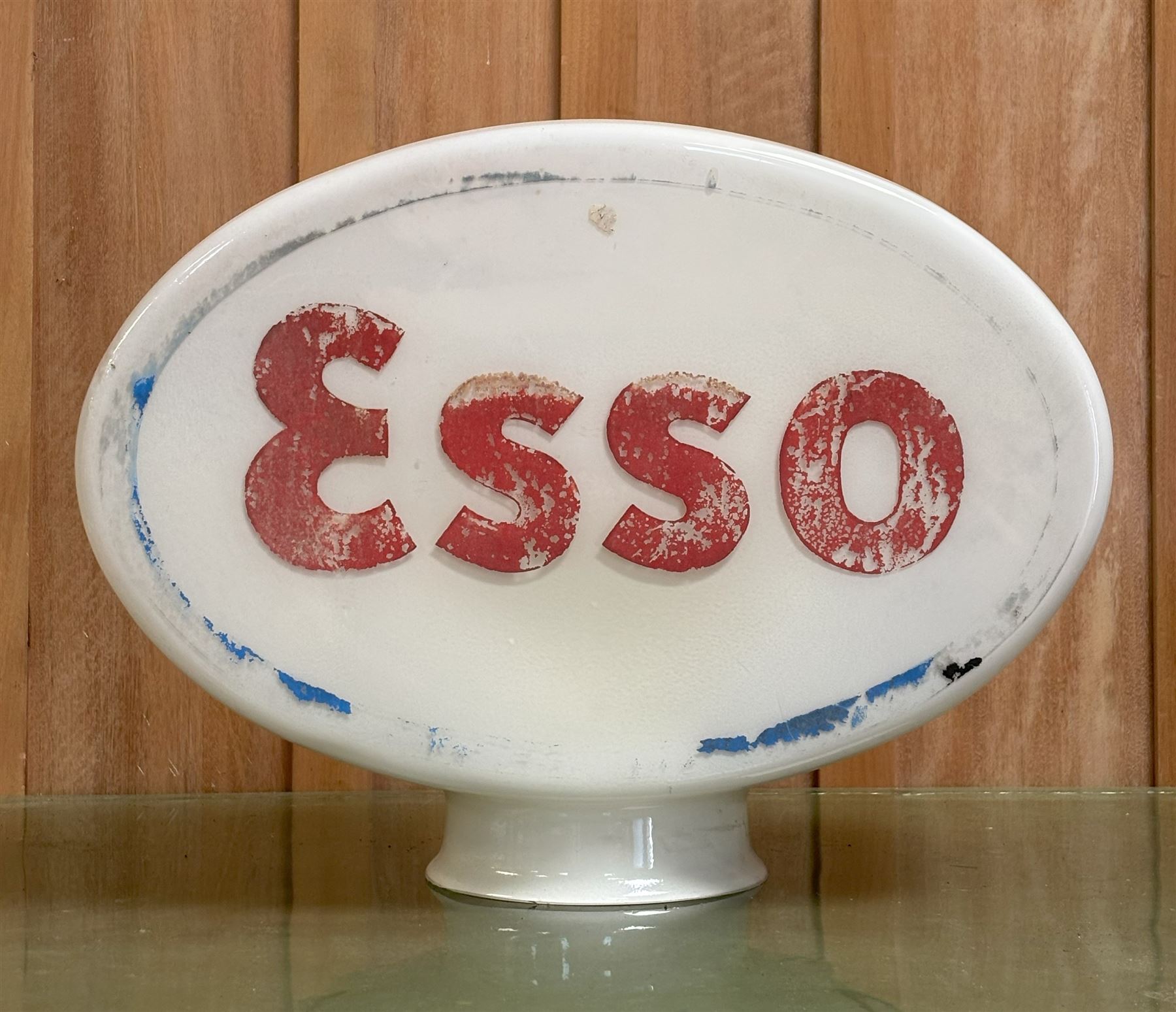 Esso double sided glass petrol pump advertising globe. H39cm, W51cm, D19cm - COLLECTION BY APPOINTMENT FROM: The White House, Thirsk Road, Easingwold, York, YO61 3NF - CALL 01723 507111 TO ARRANGE