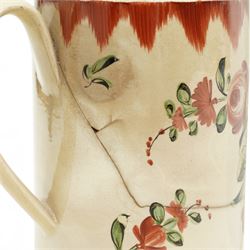18th century Creamware tankard, decorated with sprigs of roses, H15cm