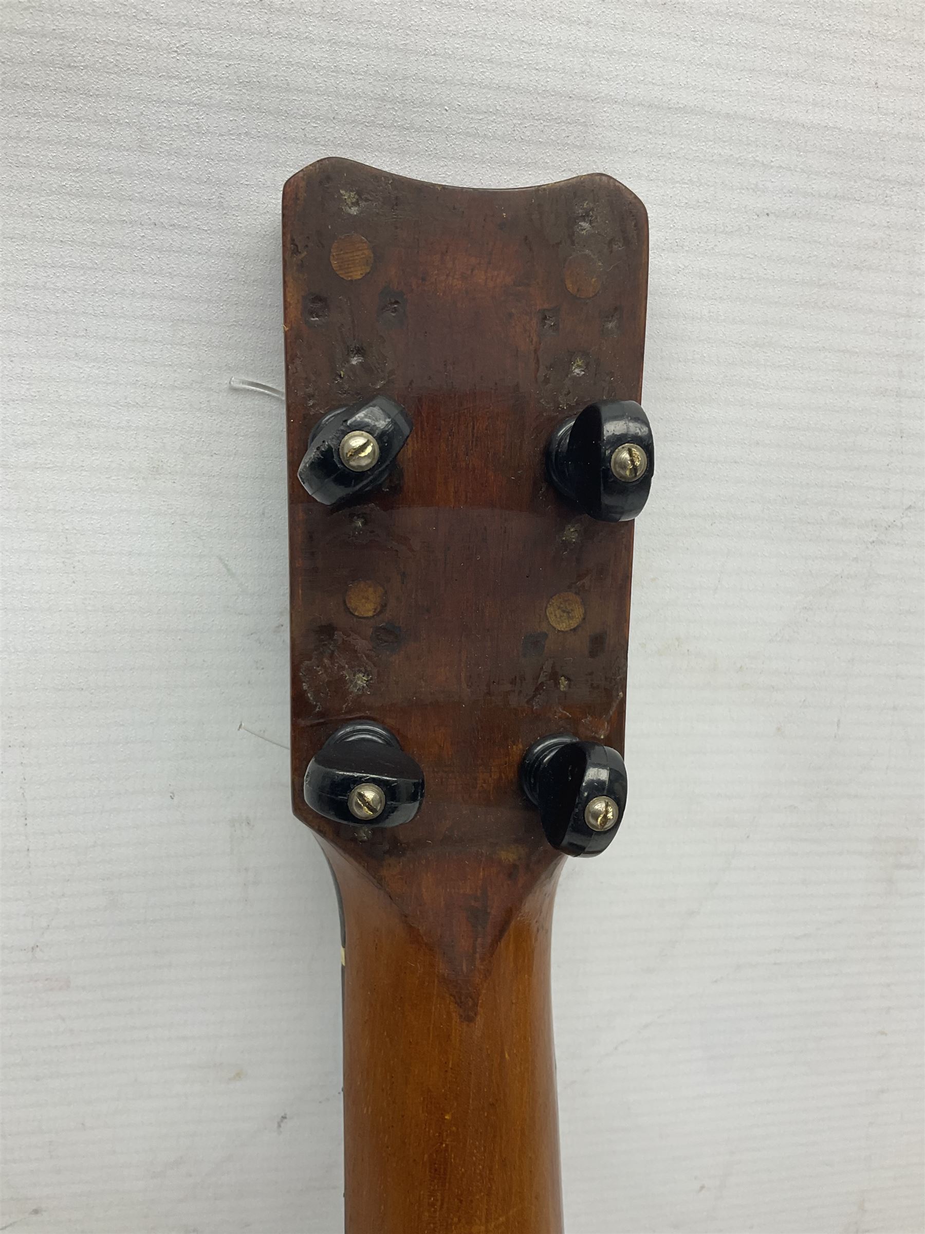 W.D. Keech banjolele pat.219720/23 with etched signature to the back; serial no.A12082 L55cm; and a restored Italian mandolin with segmented lute back; together with three music books