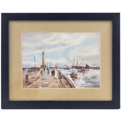 George Scarth French (British fl.1894-1910): View of Whitby, watercolour signed and dated 1885, 15cm x 24cm; together with another of 'Whitby Early Morning' signed with initials EMA, 10.5cm x 15cm and two others of Ugthorpe Lane, near Whitby, max 17cm x 25cm (4)