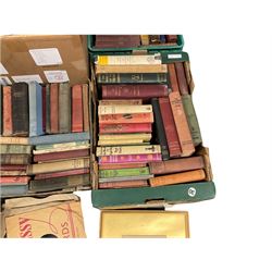 Large collection of books, including Farrell: Thy Tears Might Cease, Blyton, Enid: Well Really Mr Twiddle!, Doyle, Conan: The Poison Belt, Kingston, W.H.G: Clara Maynard or the True & the False, Ballantyne, R.M: Martin Rattler, Lewis, Carol: Alice's, Kane, E.K: Arctic Exploration, annuals including the Beezer, Doctor who annual 2006, Viz The Butcher's Dustbin, the New Scout Annual 1981,Girls owns annual illustrated, and a collection of records, etc, seven boxes