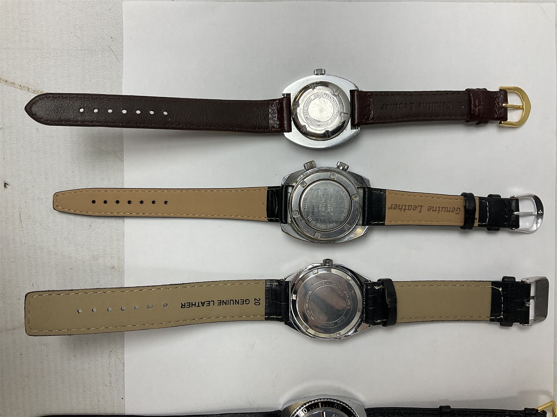 Two automatic wristwatches including Tara and Helbros and six manual wind wristwatches including Memostar alarm, Belmont alarm, Lanco, Tegrov, Superoma De Luxe and Services (8)