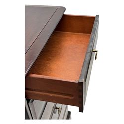 Stag Minstrel - narrow mahogany pedestal chest, fitted with six drawers